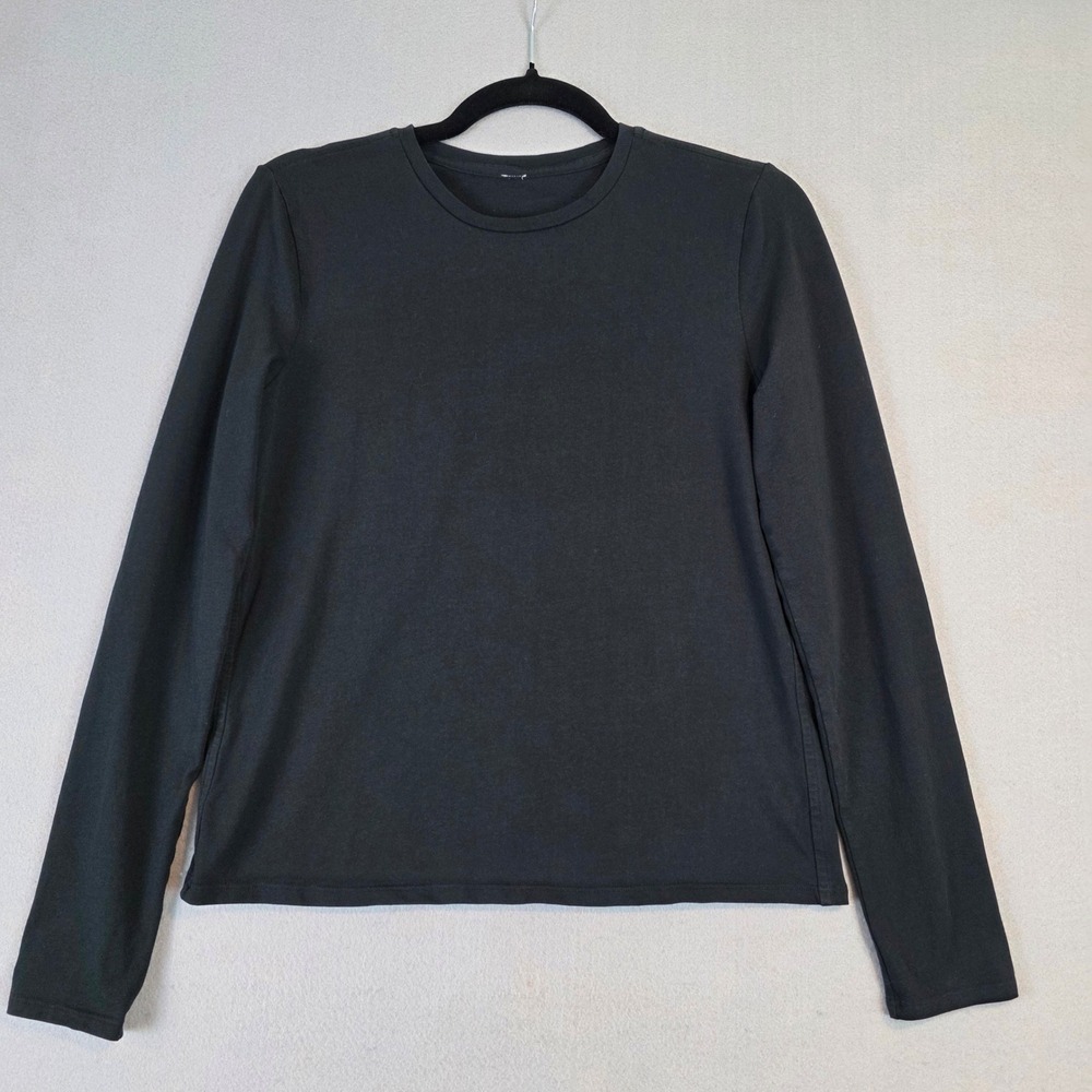 Lululemon Black Pima Cotton Blend Long Sleeve Crew Neck Athletic Top Womens